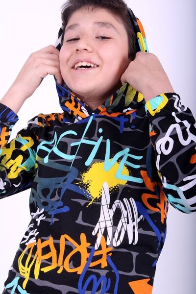 FYK KİDS Vzorovaná unisex mikina s kapucí