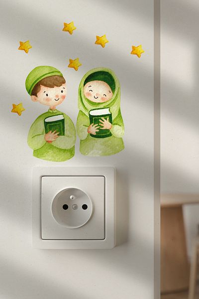 MSticker Autocolant pentru priză Ramadan Autocolant decorativ pentru priză Autocolant pentru perete din sticlă