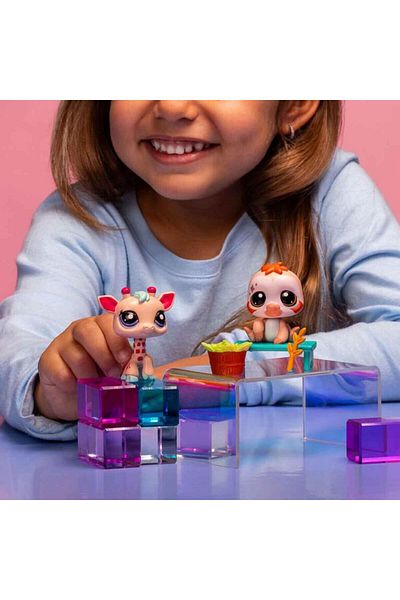 Littlest Pet Shop مجموعة مجسمات صغيرة مكونة من قطعتين S2 - زرافة وحيوان كسول 00586