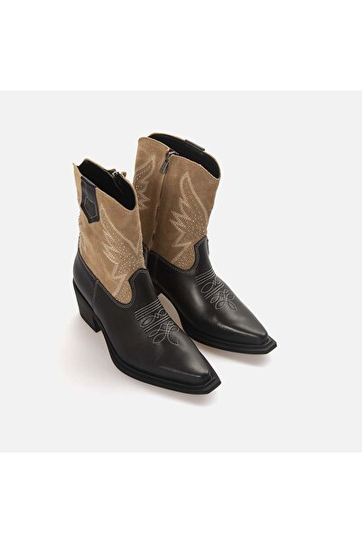 KEMAL TANCA Kadın Hakiki Deri Termo Taban Siyah-kum Western Bot