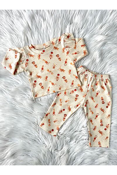 ONE bebek Cream 2-Piece Baby Girl Set Pajamas