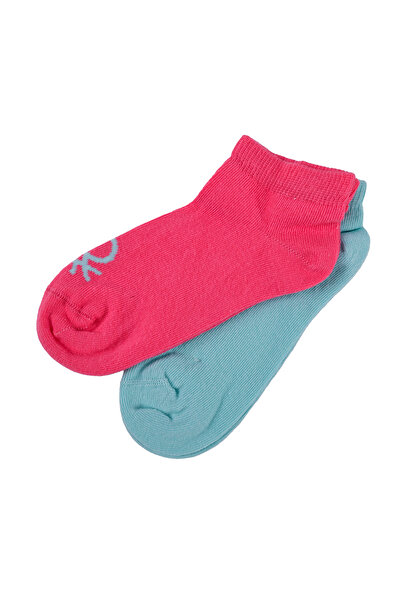 United Colors of Benetton Размер 30-35 Момичешки чорапи с лого, изтъкани, 2 чифта, до глезена 77262
