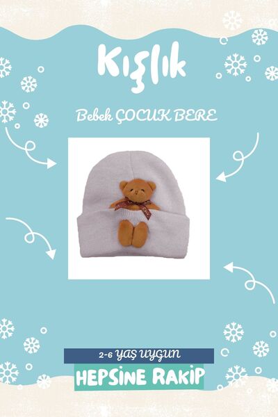 Hepsine Rakip قبعة تريكو للأطفال البنات والأولاد قابلة للتمدد ومريحة مع إكسسو...