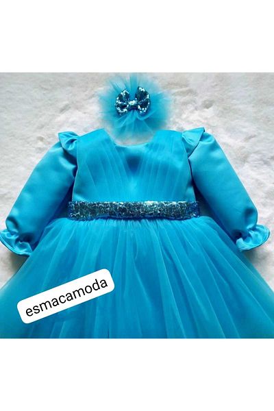 esmacamoda ROCHIE ALBASTRĂ FETE CU MÂNECĂ LUNGĂ