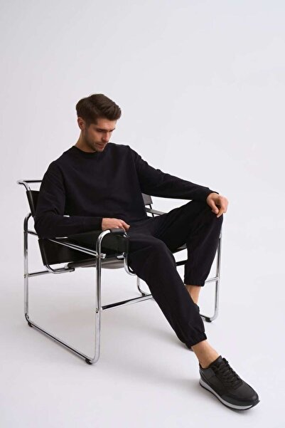 THERECOLOR Organic Sweatpants Black Two-Pocket Men's Regular Fit