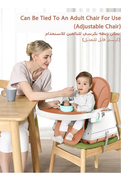Lumely Baby High Chair,with Detachable Double Tray,Adjustable Convertible Baby Feeding Chair,Brown
