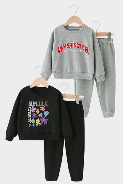 FYK KİDS Fyk Kids Girl's 2-Piece Straight 0 Collar Tracksuit Set
