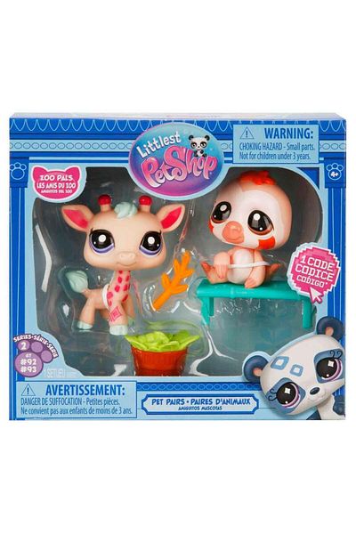 Littlest Pet Shop مجموعة مجسمات صغيرة مكونة من قطعتين S2 - زرافة وحيوان كسول 00586