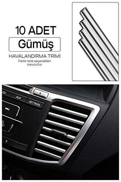 caralp Silver Color Car Interior Air Conditioner Grille and Strip Trim Set