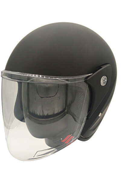 ebakbak Motosiklet ve Bisiklet Yarım Açık Kask Motor Kaskı Mat Siyah