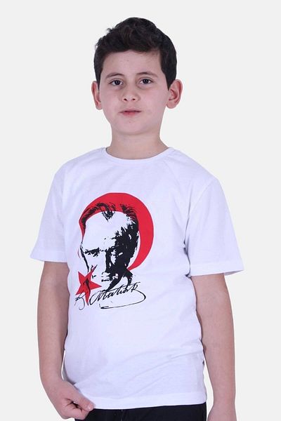 FYK KİDS Tricou unisex semnat și imprimat Ataturk cu Semilună și stea