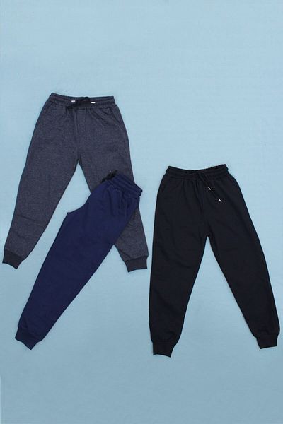 FYK KİDS 3-teilige einfarbige Jungen-Jogginghose mit elastischem Bund