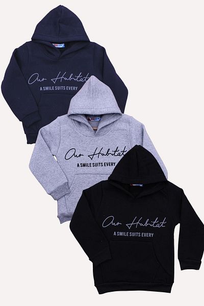 FYK KİDS 3 Thread UNISEX HOODED KANGAROO POCKET 3-PACK SWEATSHIRT