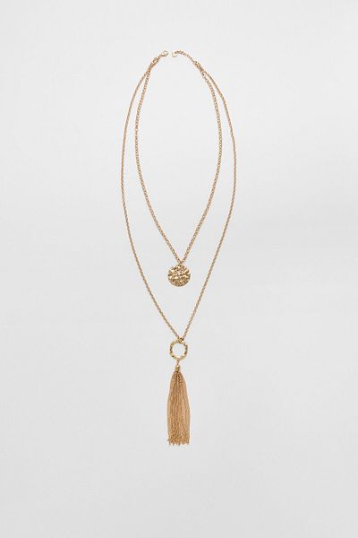 Stradivarius Double-chain medallion necklace