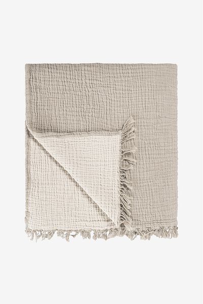 Barine Cocoon Cotton 4 Layer Muslin Sofa Shawl Beige / Cream 130X170