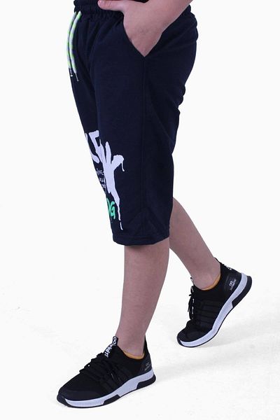 FYK KİDS Hıcet Text Printed Boy&#39;s Capri με λεπτομέρεια τσέπης
