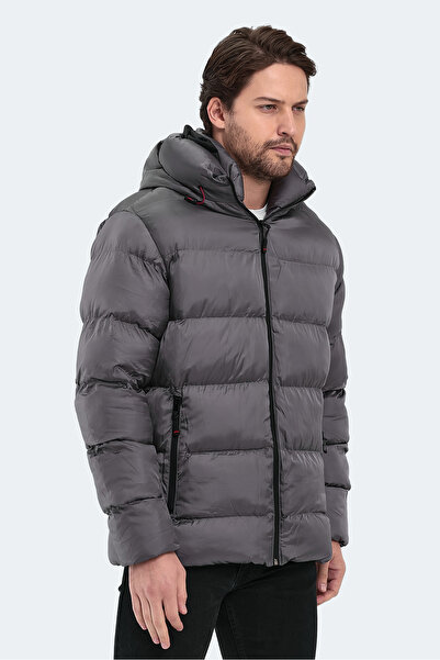 Slazenger Hank Men's Hooded Puffer Dark Gray Coat & Jacket
