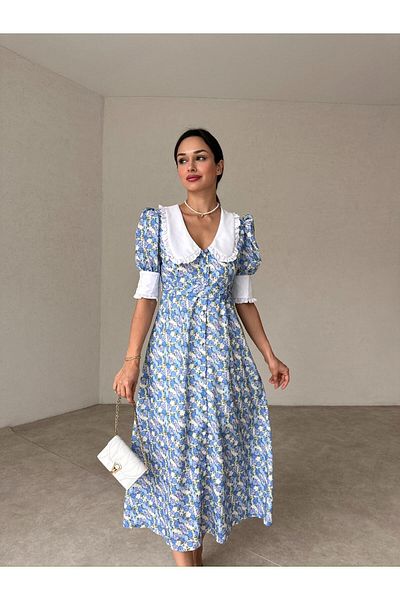 Mooi Butik Rochie midi albastră model ROGERS 8664