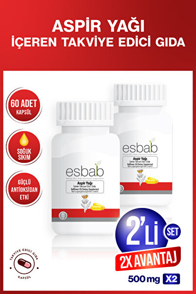 BioBellinda Esbab Aspir Yağı Kapsül Takviye Edici Gıda 60 Kapsül Soğuk Sıkım ( 2'Lİ SET )