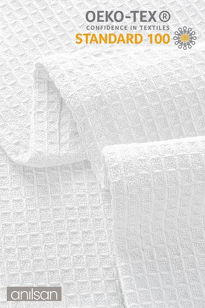 Anılsan White Waffle Patterned Single Pique - 100% Cotton, Soft and Durable Hotel Pique