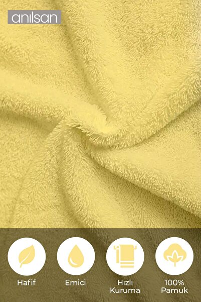 Anılsan Set de 4 prosoape griechi galbene 100% bumbac - 2 prosoape de mână 50x90 și 2 prosoape de baie 70x140