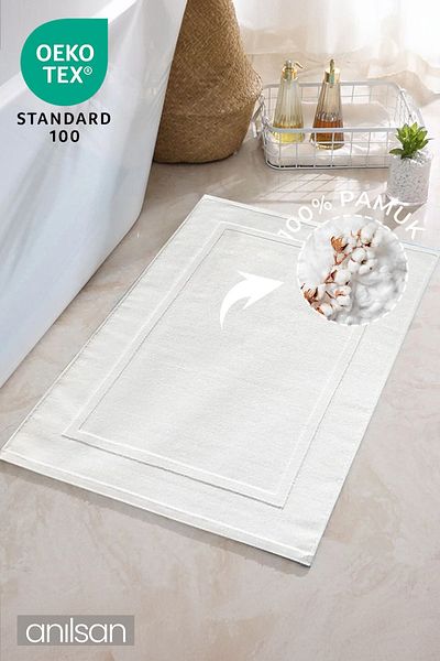 Anılsan Λευκή πετσέτα ποδιών 50x70 cm - 100% βαμβάκι, χαλάκι μπάνιου σπα και ξενοδοχείου, καθημερινή χρήση