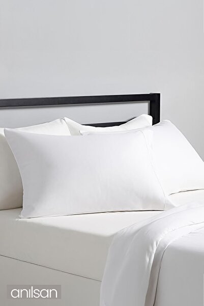 Anılsan Plain White Single/Double Elasticless Sheet and Pillow Case Set, 63Tel