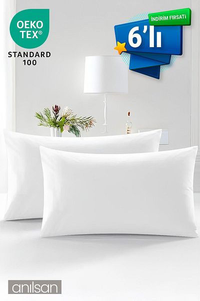 Anılsan 1000gr 50x70cm Bead Silicone Filled 6-piece Microfiber Antiallergic Pillow Set