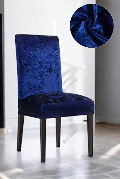 Bumedo Ipek Kadife Sandalye Kılıfı Likralı Lastikli Kadife Sandalye Örtüsü - Krem