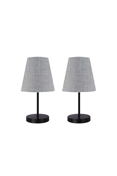 Ömür Avize Smyrna Black Metal Leg Gray Fabric Lamp Shade Table Lamp