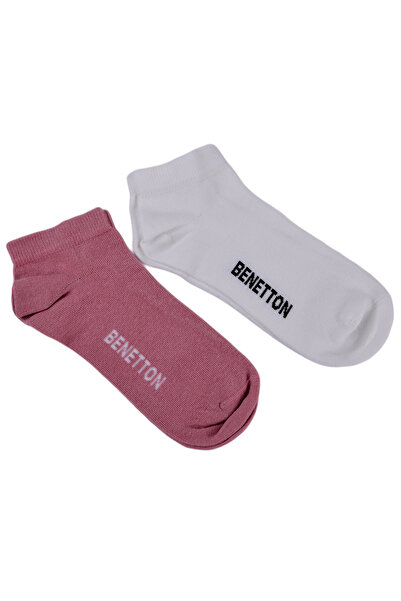 United Colors of Benetton Size 36-40 Women's Logo Embroidered Woven 2-Piece Ballerina Socks 77279
