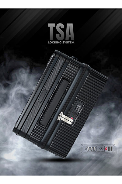 PARAJOHN Cabin Size Lakeside Wide Trolley Spinner Luggage with TSA-Lock -Black