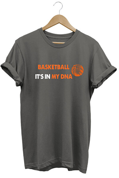 MODA Tricou de bază antracit din bumbac 100% cu imprimeu My DNA, cu minge de ...