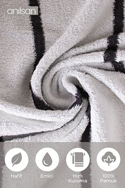 Anılsan 100x150 cm 100% βαμβακερή πετσέτα θαλάσσης – Υψηλή απορροφητικότητα, γρήγορο στέγνωμα, κομψές λεπτομέρειες χρώματος
