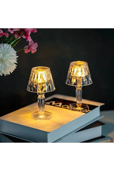 TUARS (2 Pieces) Crystal Diamond Led Table Lampshade and Night Light Fixture