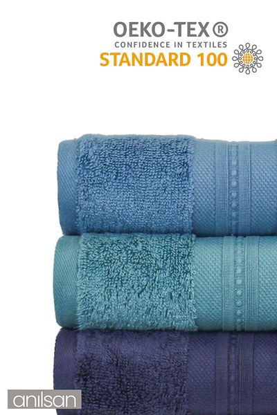 Anılsan Set de 3 prosoape de mână super moi cu chenar - 50x90 cm, 250 gr, 100% bumbac, prosoape spa și hotel