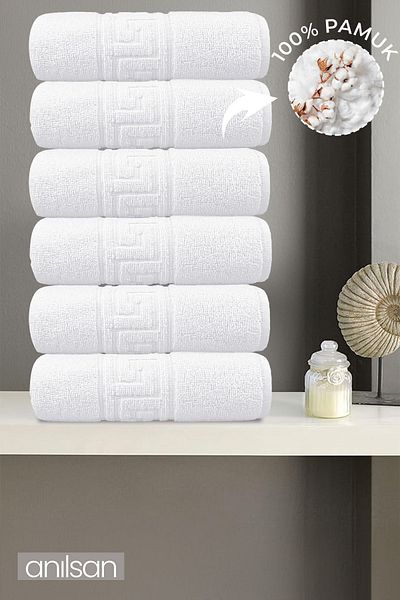 Anılsan Σετ 6 πετσετών χεριών - 50x90 cm, 225 gr, 100% βαμβάκι, πετσέτες σπα και ξενοδοχείου, κατάλληλες για καθημερινή χρήση