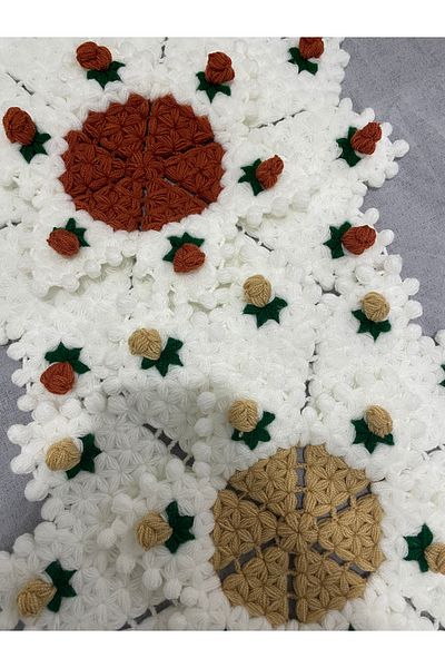 RENGARENG Hand Knitted Bud Patterned Double Bath Towel
