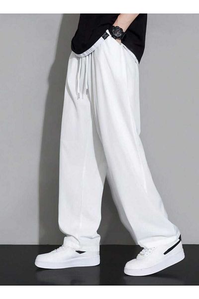 UYN SPORT White Color Straight Leg Relaxed Fit Sweatpants