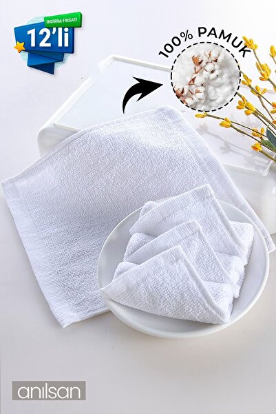 Anılsan 12'li Mini Havlu - 26x26 cm, %100 Pamuk, Bebek ve Çocuklar İçin, Yüz Havlusu Olarak Kullanıma Uygun