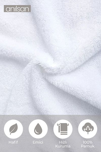 Anılsan 10 Λευκές Πετσέτες Μπάνιου - 70x140cm, 490gr, 100% βαμβάκι, Πετσέτες Spa και ξενοδοχείου, Κατάλληλες για Καθημερινή Χρήση