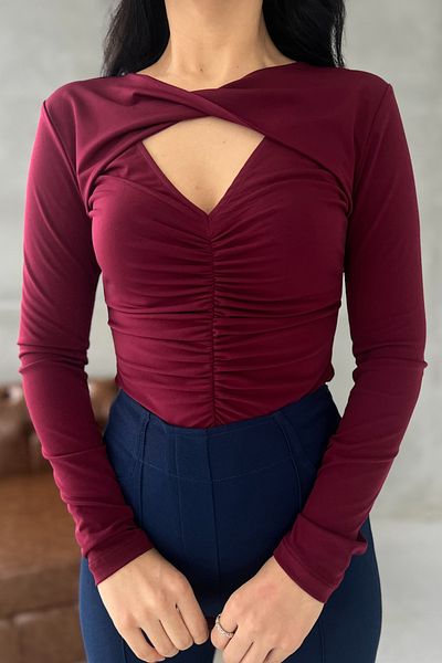 Seda Yalçın Atelier Burgundy Window Detailed Bodysuit