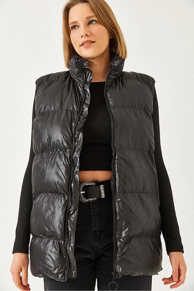 Bianco Lucci Women's Zippered Double Pocket Vest 60901003