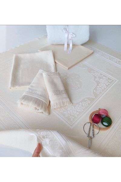 AYHANHOME 4-Piece Etamine Cross Stitch Set - Embroidered Board, Bundle, Hand Face and Kitchen Towel