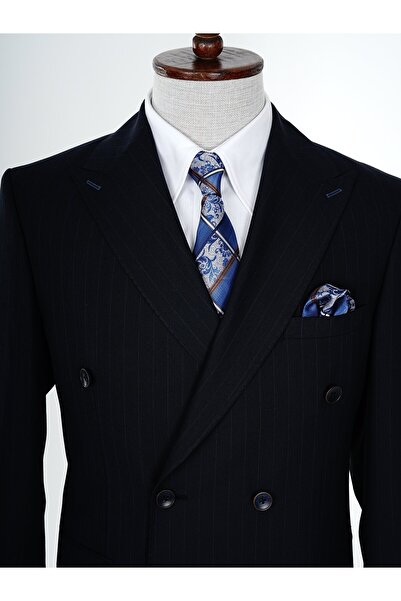 PAREZ Premium Erkek Kruvaze Takım Elbise Slim Fit İtalyan Stil Punto Dikişli Ceket Pantolon