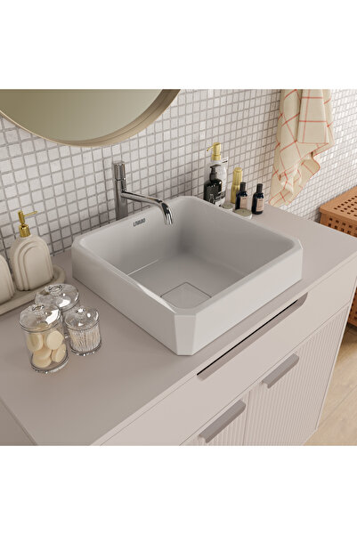 Livabo Terra430x430x180mm, Ankastre,gizli Giderli,beyaz Akrilik Lavabo