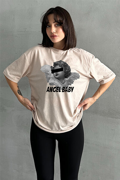 Stendhal Γυναικείο μπλουζάκι μπλουζάκι με στάμπα Angel Baby Crew Neck Oversize