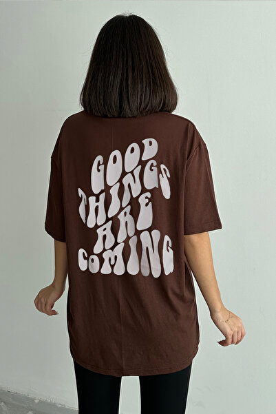 Stendhal Tricou oversize cu decolteu rotund cu imprimeu Good Things de damă