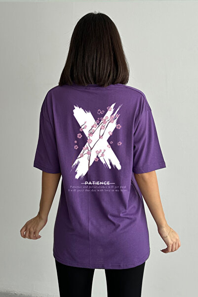 Stendhal Γυναικείο μωβ X Patience εμπριμέ μπλουζάκι με λαιμόκοψη μεγάλου μεγέ...