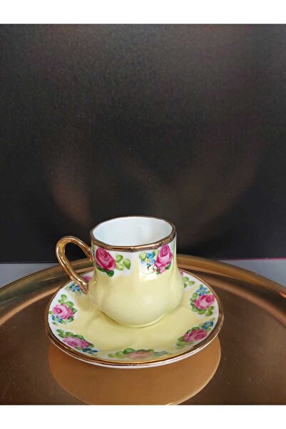 BY.RAYKA PORSELEN El Dekor Saray Porcelain Hand Painting Set of 2 Coffee Cups